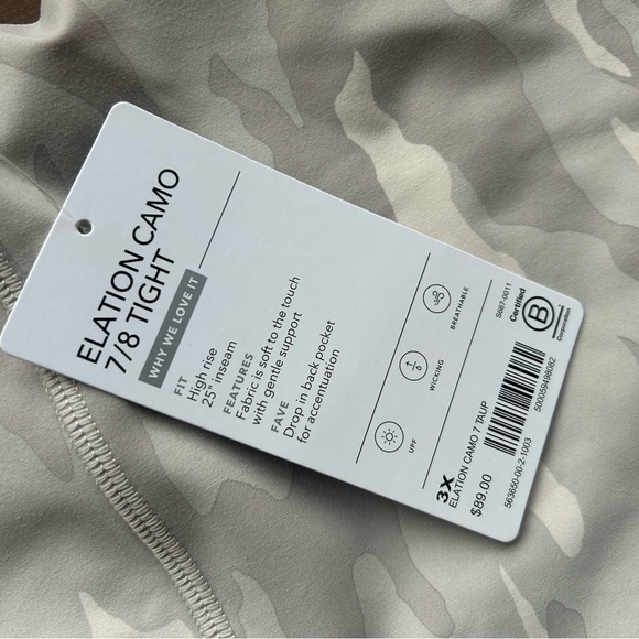 NWT Athleta Elation Camo 7/8 Tight Women's Gray Camouflage Size 3x - Picture 4 of 5